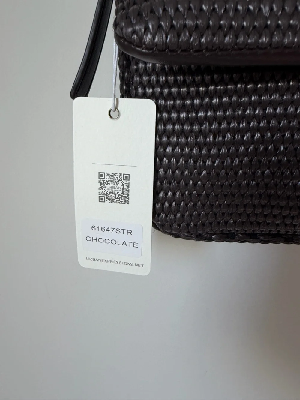 Dark Brown Woven Shoulder Bag with Gold Buckle